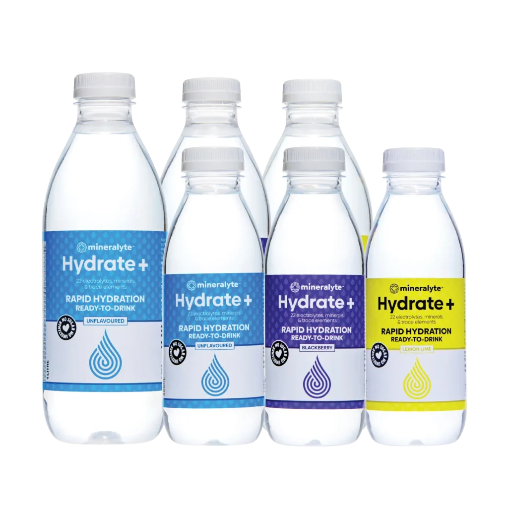 Hydrate+ Ready-to-Drink Range - 1L 500mL - Unflavoured, Blackberry, Lemon Lime